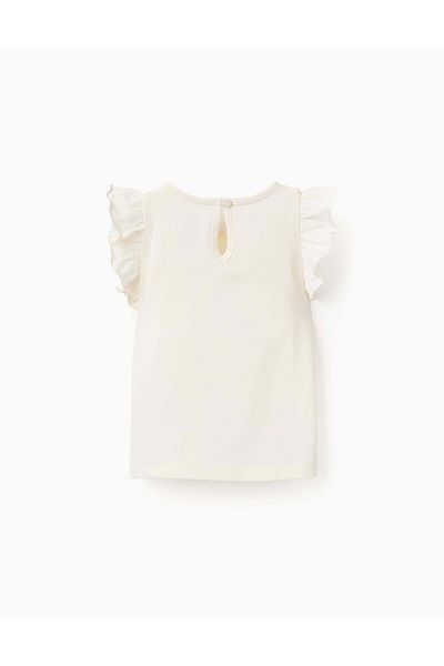 Ziddy Vest Top with Ruffles for Baby Girls, White