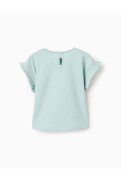 Ziddy Cotton T-shirt with Kimono Sleeves for Baby Girls, Aqua Green