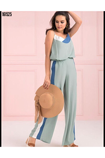 Modayakamoz Kadın Garnili Tulum Bol Paça Tasarım Maxi Boy Ve Işıltılı Detayla...