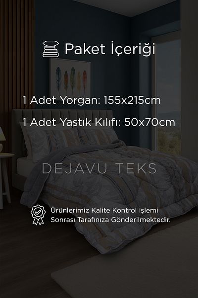 dt dejavu.teks Single Welsoft Quilt Set + 2 Pillowcases |   Cotton Leaf Pattern Double Sided Quilt Set