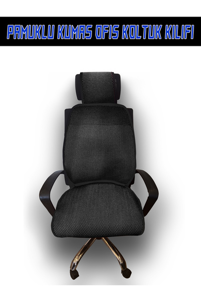 KONFORUM Ofis Koltuk Kılıfı Koltuk Örtüsü Pamuklu Terletmez Kumaş Siyah Gri