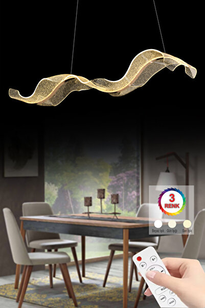 İstanbul Avize İstanbul Avize Yemek Masası Nergis Gold Lüx Led Kumandalı Modern Ledli Avize