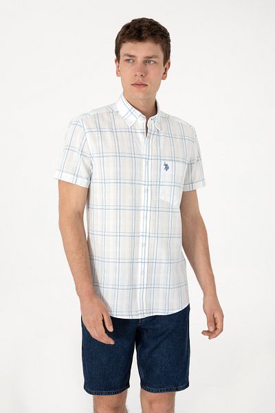 U.S. Polo Assn. Ανδρικό κοντομάνικο πουκάμισο Indigo 50300212-VR028