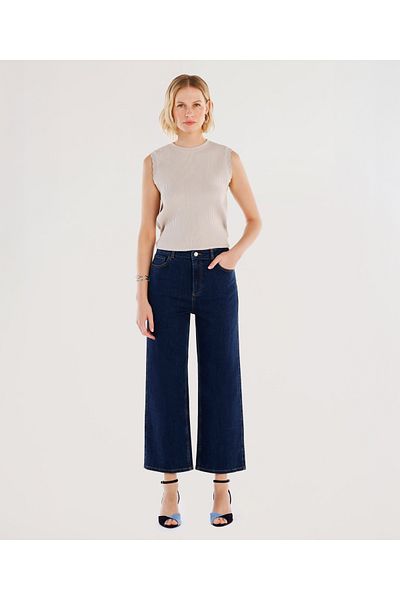 Yargıcı Pantaloni din denim cu talie înaltă și detaliu de buzunar
