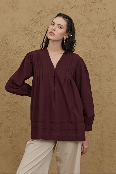 Fahhar Ribbed Shirt Burgundy