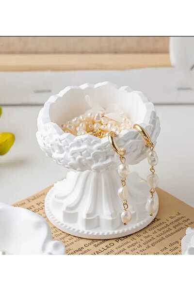 Yaratıcı sanatlar atölyesi 2'li Dekoratif Ayaklı Mumluk Takı Kasesi Doğal Taş...