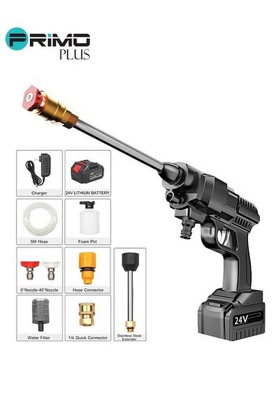 Primo Plus 24V Cordless Electric High Pressure Washer Multicolour 9meter