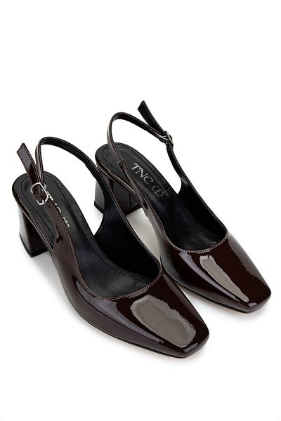 Tamer Tanca Women's Vegan Brown Patent Leather Heeled Shoes