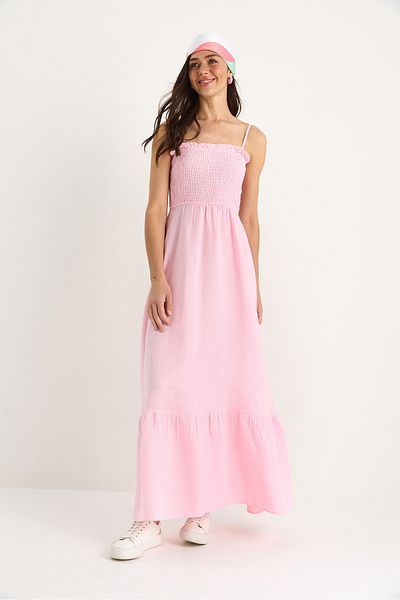 Bianco Lucci Women's Thin Strap Gimped Long Muslin Dress E28-7309 60283358