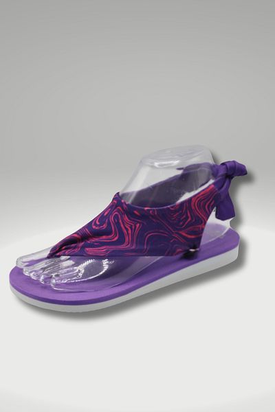 CATCHY Top-Changing Women's Sandals - Purple Thin Sole Purple Patterned with Laces
