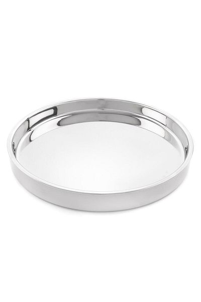 Mikasa Moor Silver Round Steel Tray 37X37Cm