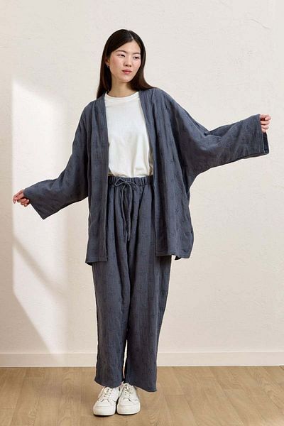 Ceylan Otantik Indigo Scalloped Muslin Pipe Leg Trousers