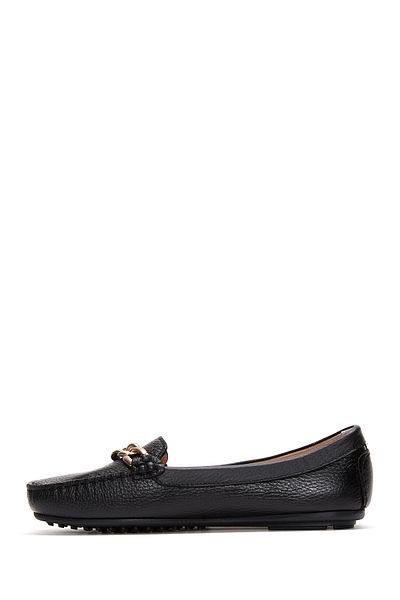 Derimod Pantofi de damă cu cataramă neagră, 100% piele, piele naturală, pantofi casual Penny Loafer, pantofi casual, zilnic