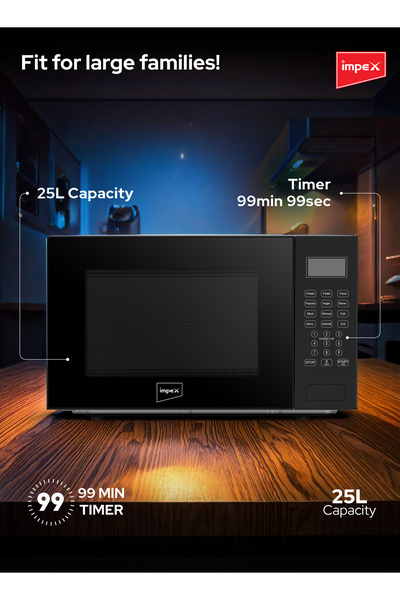 İMPEX Impex 25l Digital Grill Microwave Oven With 850w Power, 9 Preset Menus, 1000w Grill Output