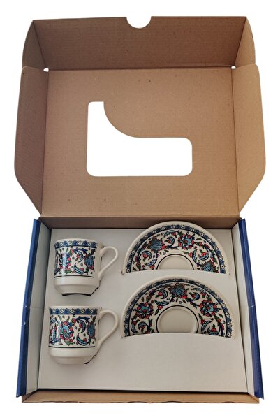 e-meta طقم قهوة مكون من 2 شخص من كوتاهيا للمناسبات الخاصة - طقم أكواب بورسلين هدية مكون من 4 قطع