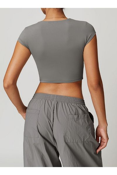KAWN YOGA Womens Crop Top Short Sleeves