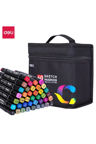 Deli Sketch Marker-40 Colors-double Side Or Drawing And Coloring
