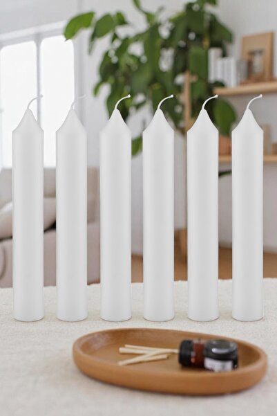 Mois Candle Şamdan Mum 6'lı Ortaboy - 14 Cm Kokusuz