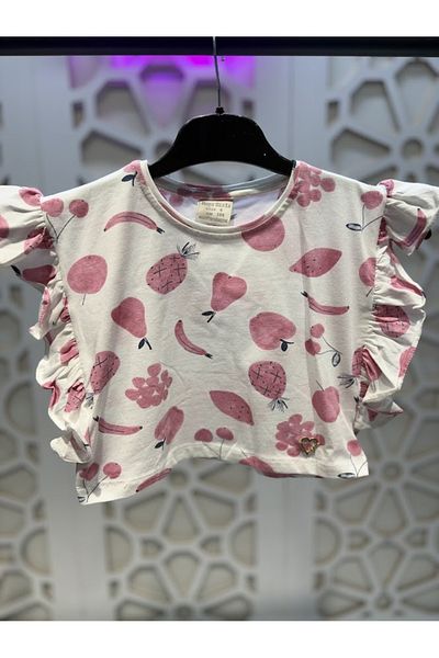 KUMRUNUN DÜNYASI Short Sleeve T-Shirt Crop and Shorts Girls' Bottom Top Set