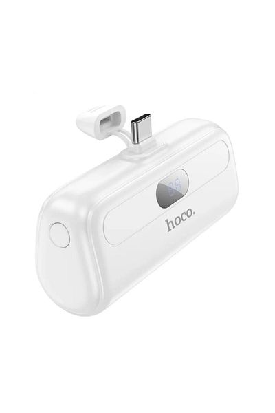 REDz Accessories Mini Battery With Type-c Plug, Hoco J116 Cool Charging, 5,000mah, Digital Display, White