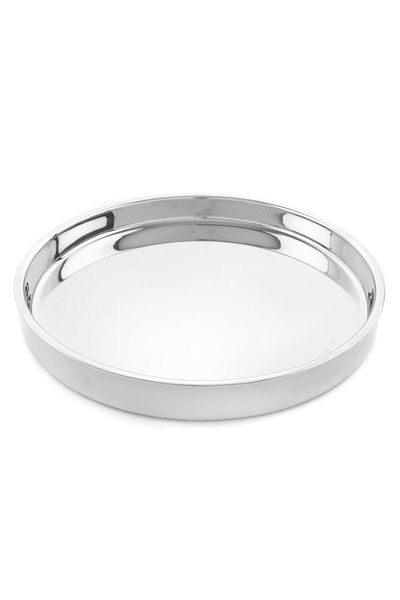 Mikasa Moor Silver Round Steel Tray 37X37Cm