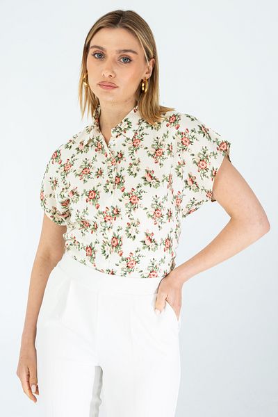 Nuevo Cămașă de damă cu mâneci liliac cu model floral din viscoză