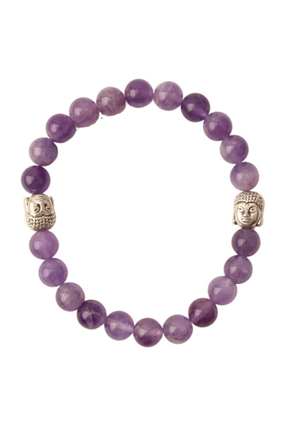 craftmystic Bratara de Vindecare Reiki cu Pietre de Ametist Natural de 8mm si Capete de Buddha