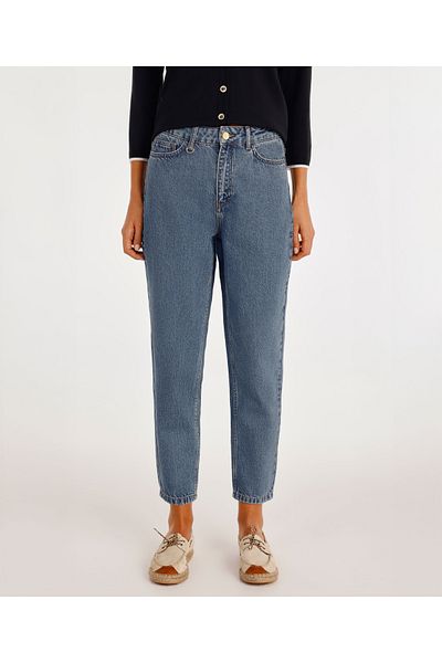 Yargıcı Pantaloni din denim Mom Fit cu talie înaltă cu accesorii pentru curea