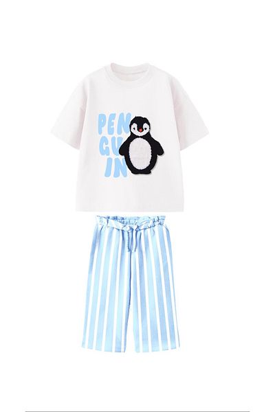 Monila Unisex Suzene Embroidered Penguin Detailed Jogger Pants Bottom Suit