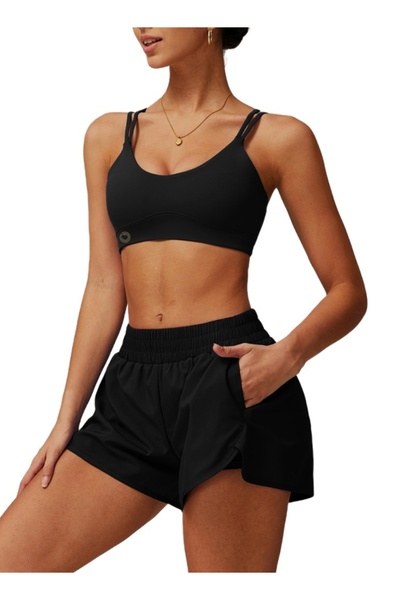 KAWN YOGA Womens Striped Back Sports Bra