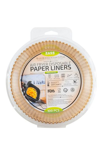 Zass Set de 100 de bucăți de hârtie de copt pentru Airfryer ZPL 01, 16 cm, formă rotundă, maro