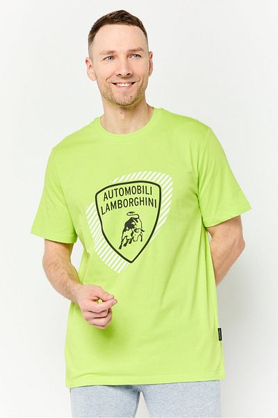Lamborghini Men Sportswear Fit Short Sleeve Outdoor T-Shirt, Lime
