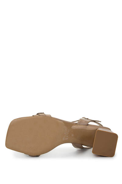 Tamer Tanca Women's Genuine Leather Beige Heeled Shoes
