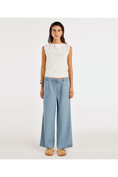 Yargıcı Pantaloni din denim cu talie elastică