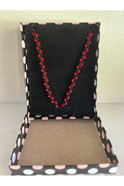 HK HEMEN KAPINDA El Yapımı Kum Boncuk Gözlük Ipi Kırmızı Siyah