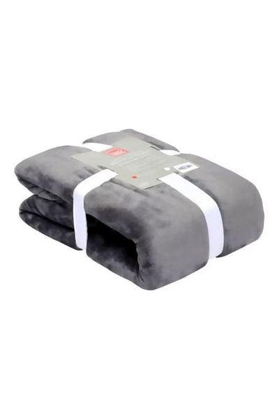 Home Box Lavish Mirco Flannel Bed Blanket Polyester Grey 150x220cm