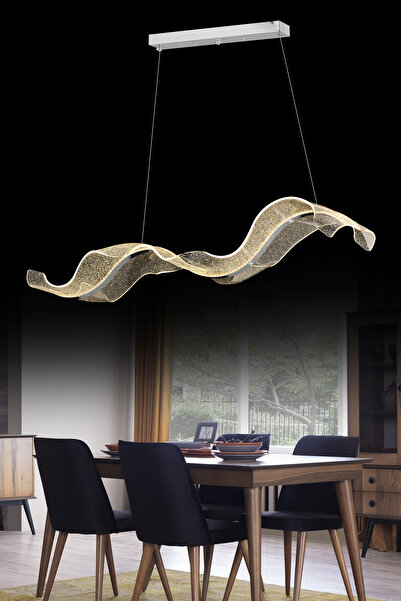 İstanbul Avize İstanbul Avize Yemek Masası Nergis Gümüş Lüx Led Kumandalı Modern Ledli Avize