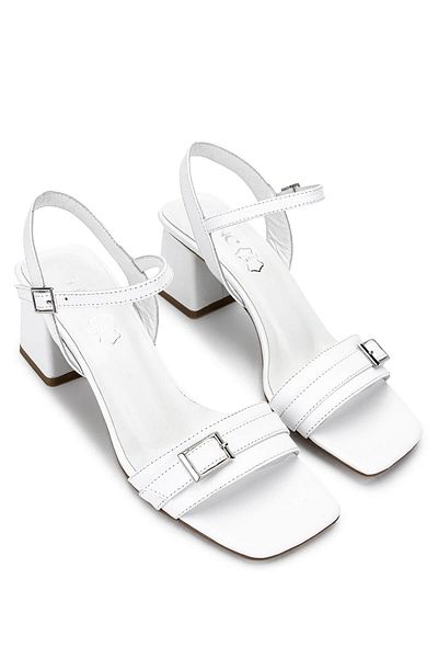Tamer Tanca Women's Genuine Leather White Heeled Shoes