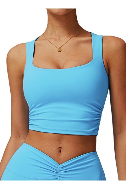 KAWN YOGA Womens Crop Top Shoulder Strap Sleeves