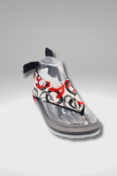 CATCHY Top-Changing Women's Sandals - Gray Thin Sole Ring Patterned with Laces