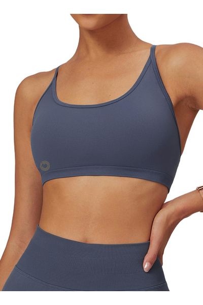 KAWN YOGA Womens Striped Back Sports Bra
