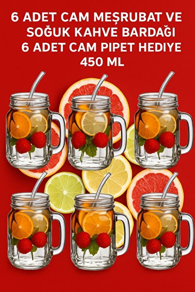 Open Home Concept طقم زجاجي مكون من 6 قطع بمقبض وقش هدية كوكتيل وقهوة باردة و...