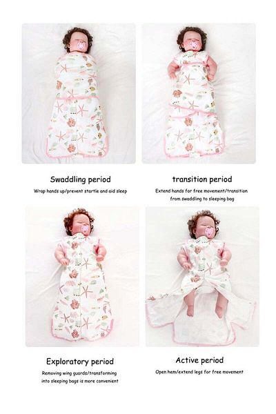 Yelajoy Baby sleeping bag,marine theme,two-way zipper,adjustable hook,size M,length 72 cm,for 3-6 months