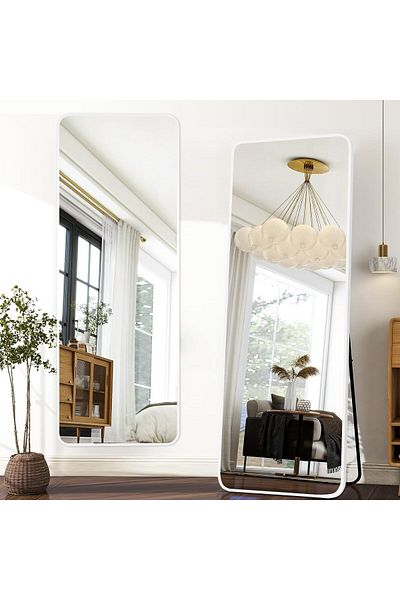 fulina Mirror 155x 45CM Arched Aluminum alloy Large Standing Dressing Mirror,for Home,White