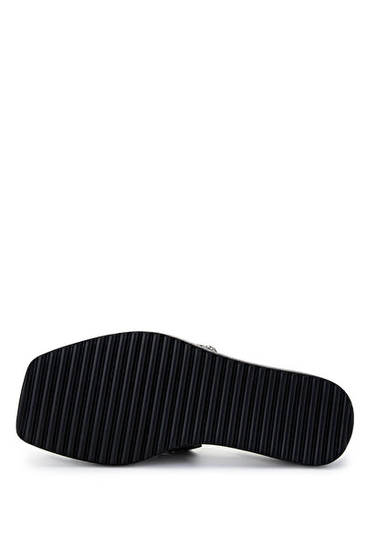 Tamer Tanca Women's Genuine Leather Gray Heeled Slippers