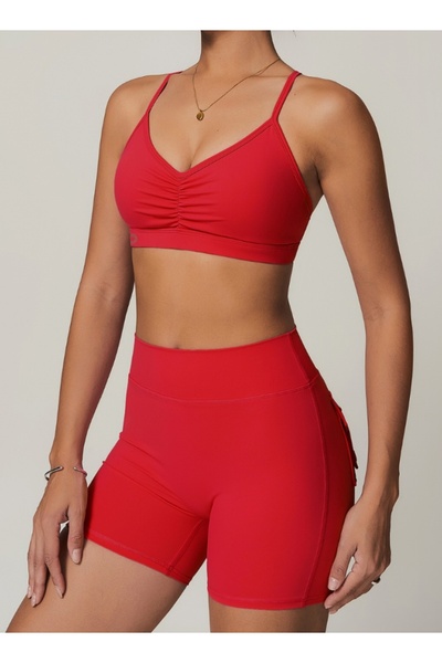 KAWN YOGA Womens V-Neck Sports Bra