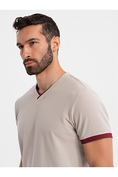 OMBRE Herren-T-Shirt mit kontrastierenden Einsätzen und Rundhalsausschnitt - ...