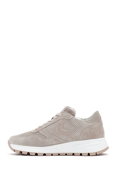Derimod Beige Suede Leather Women's Sneakers - Lace-up, Model No: 24sfd420010