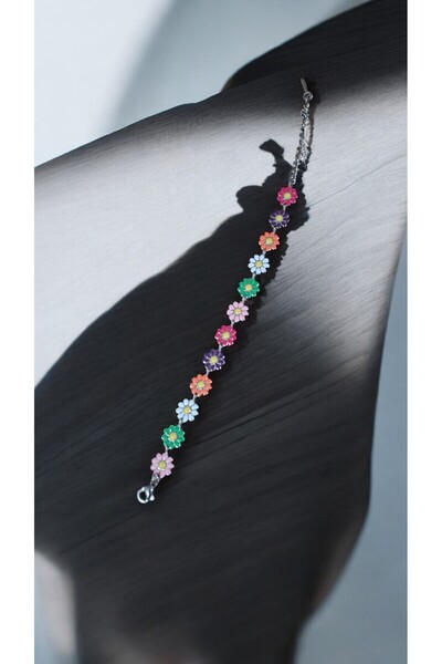 Çelik Paslanmaz Papatya Detaylı Çok Renkli Bileklik