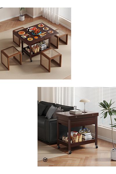 sharpdo Sofa Side Table with Wheels,Coffee Table for Living Room Trolley Rack, Side Cabinet 64*53*53CM